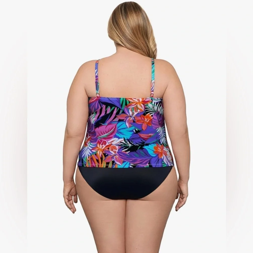 New 2  XL RUFFLE TIER 2 PIECE, CLASSIC FULL COVERAGE BIKINI BRIEF SWIMSUIT